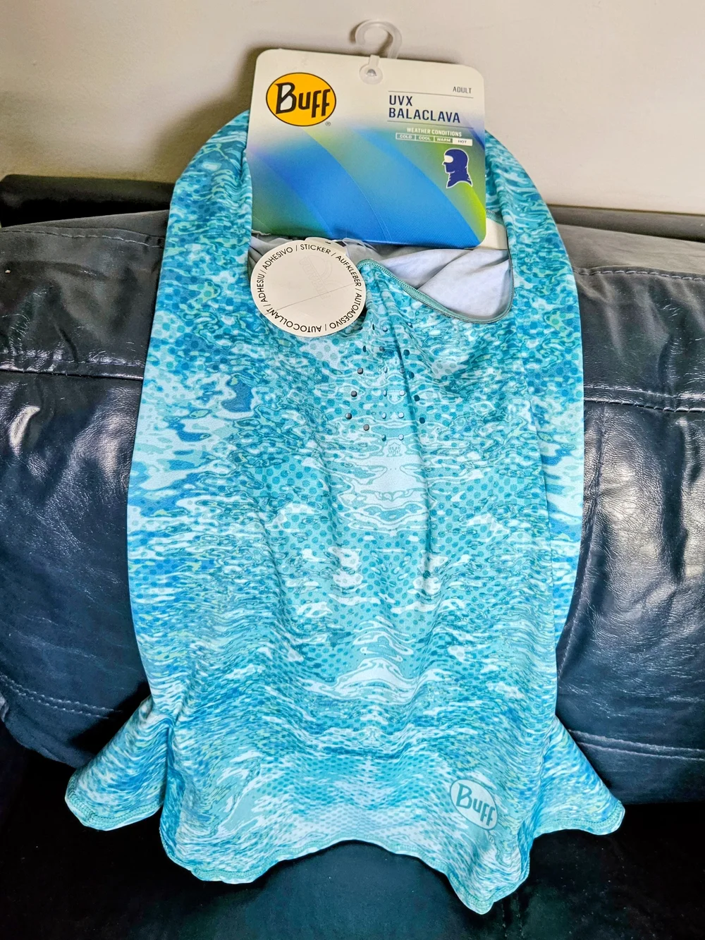 Buff Aqua-Turquoise Water Pattern Neck Gaiter